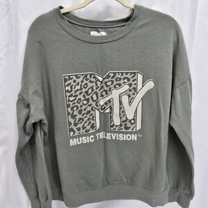 MTV Gray Sweatshirt with Leopard Print Logo